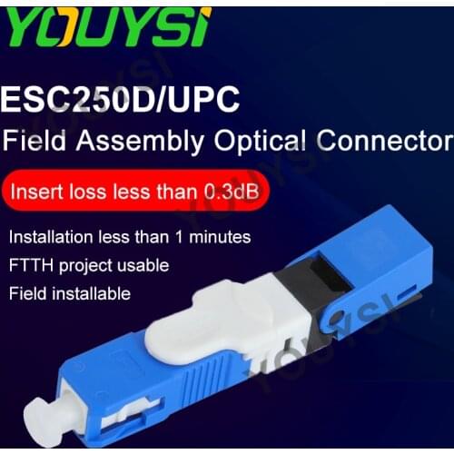 50/100pcs ESC250D SC/UPC Single-Mode Fiber Optic SC UPC Fast Connector Fiber Optic Quick Connector FTTH SM Optic Fast Connect