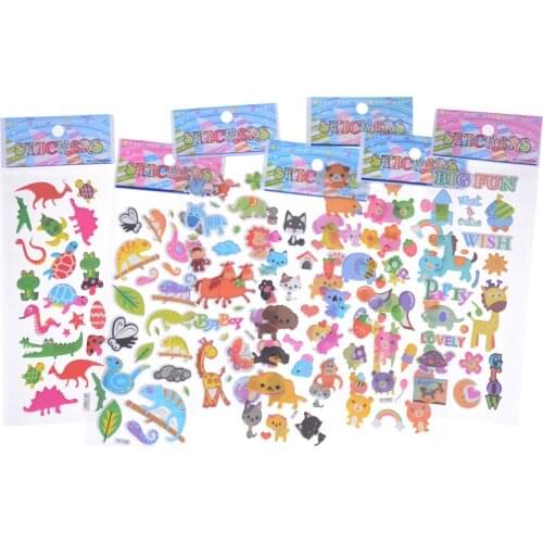 6pcs/lot Cartoon Cute Animals Zoo Bubble Stickers 3D Stickers Children Girls Boys PVC Stickers phone sticker