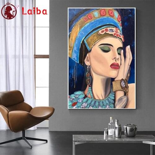 Diamond Embroidery Abstract art Wearing Jewelry Woman Diamond Painting Full Square round drill Mosaic Cross Stitch Wall Art