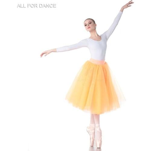 Ballet half long tutu, 5 layers soft tulle rehearsal long tutu, professional 1/2 romantic ballet tutu skirt with panty