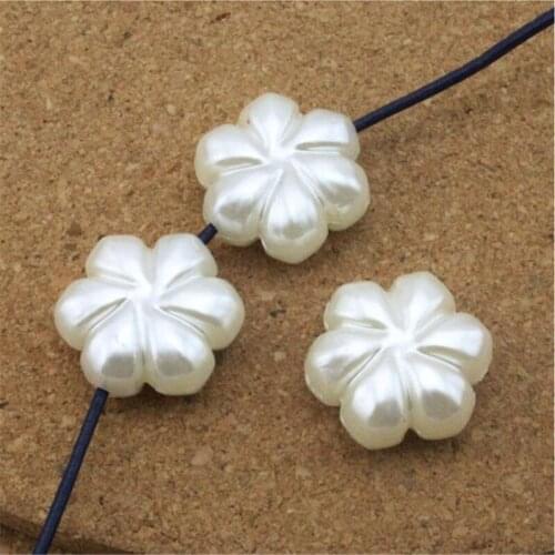 20pcs/lot 15mm Loose Spacer Flower Beads Simulated Pearl Beads Bracelet Necklace DIY Beads Jewelry Fittings F1610