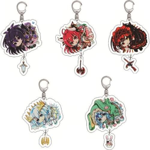 Anime Date A Live Key Chain Tokisaki Kurumi Himekawa Yoshino Acrylic Key Ring Holder Bag Charm Kawaii Figures Keychain Llaveros