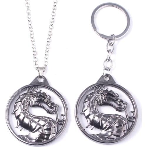 Game Movie Mortal Kombat Dragon Totem Logo Alloy Key Chains Keychain Keyring Key Chain Pendant Necklace Jewelry Accessories