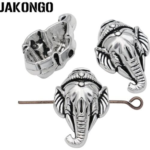 10PCS Elephant Head Spacer Beads Antique Silver Plated Loose Beads for Making Bracelet DIY Jewelry Accessories