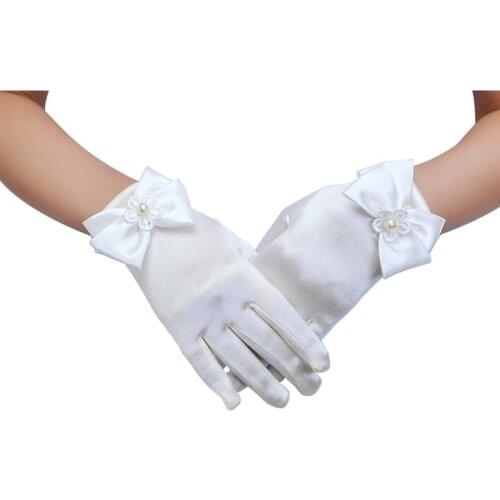 Flower Girl Gloves Lace Short Princess Mesh Gloves for Kids Wedding