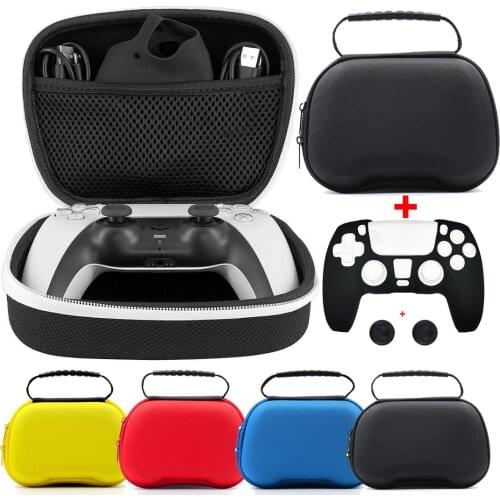 For PS5 EVA Storage Bag Gamepad Bag and Silicone Handle Case Covers for PlayStation5 Controller Portable Shockproof Carry Bag