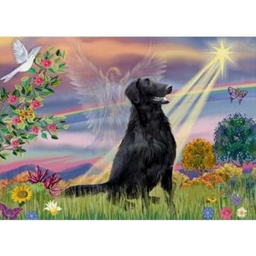 Home Decor 5D Diamond Painting Cairn Terrier Angel Full Square Mosaic Single Picture of Rhinestone Europe Black Dog and Angel