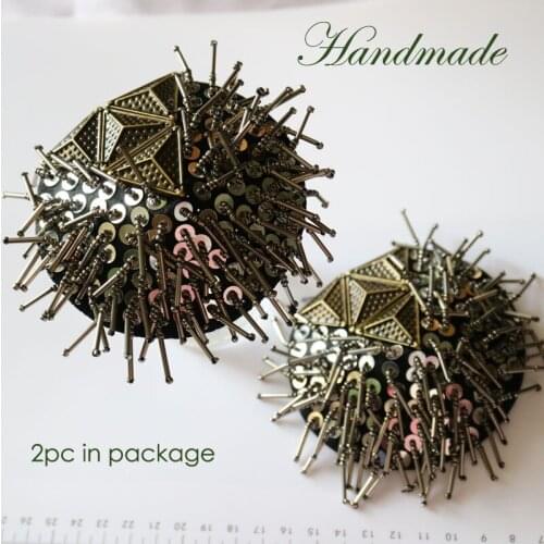 2pcs/pair black Beaded epaulette for clothes Punk patch for Coat Suit DIY Fashion Badge Epaulets Shoulder Patches appliques