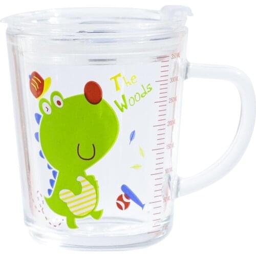 Ins 350ml Kids Drink Cup Glass Cup With Scale Breakfast Straw Glass Milk Mug Water Cup Transparent Lid Unicorn Cup For Baby