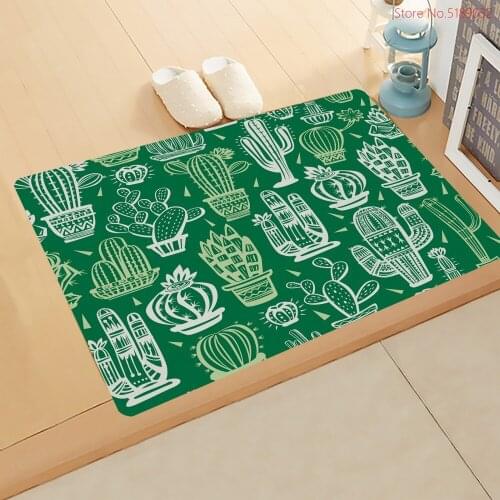 Cactus 3D Print Green Plant Carpet North Style Home Decor Welcome Entrance Doormats Kitchen Bathroom Rugs Child Room Play Rugs