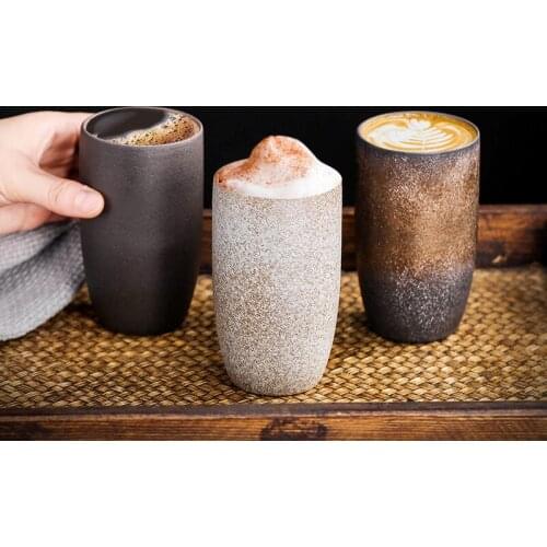 Retro Literary Stoneware Espresso Coffee Cup Ceramic Tea Cup Creative Design Household Water Cup Latte Cup Gift for Friends