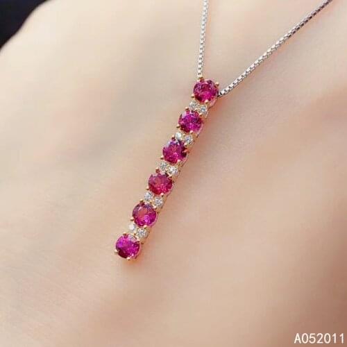 KJJEAXCMY fine jewelry natural garnet 925 sterling silver luxury girl new pendant necklace chain support test hot selling