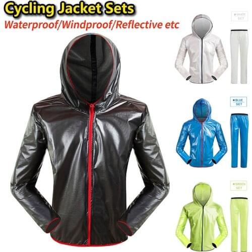 Cycling Jacket Sets Waterproof Windproof Raincoat MTB Road Bike Reflective Jersey Raincoat Pants Rainwear Sets Bicycle Clothing