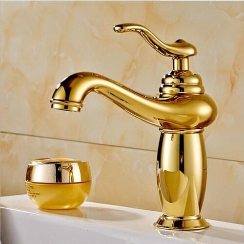 L16071 - Luxury Deck Mounted Gold and Rose ColorS Polishing Hot & Cold Water Brass Lavatory Mixer