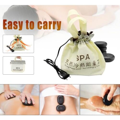 Natural Massage hot stone massage lava Natural Energy massage stone set hot spa rock basalt stone massage with heater bag 220V
