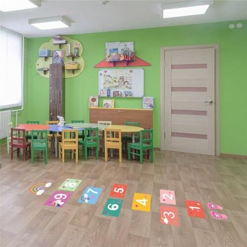 Cartoon Digital Grid Childrens Game Floor Sticker Door Sticker Self-adhesive Wallpaper Wall Stickers For Kids Room Decoration