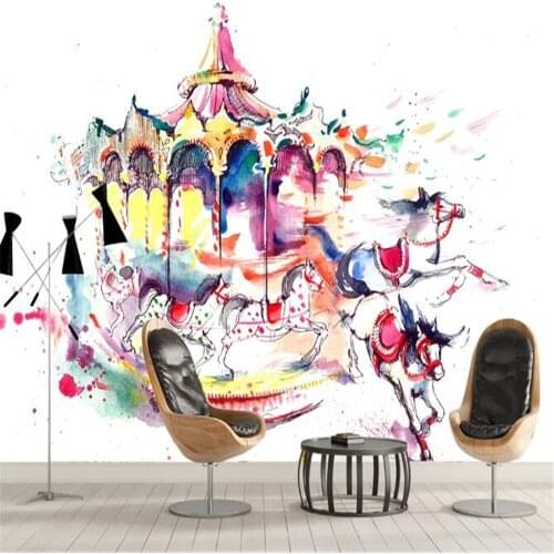 Milofi factory custom wallpaper mural 3D modern art hand-painted abstract carousel background wall