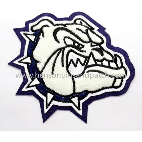 Custom small minimum order quantity Dog head chenille jacket patch