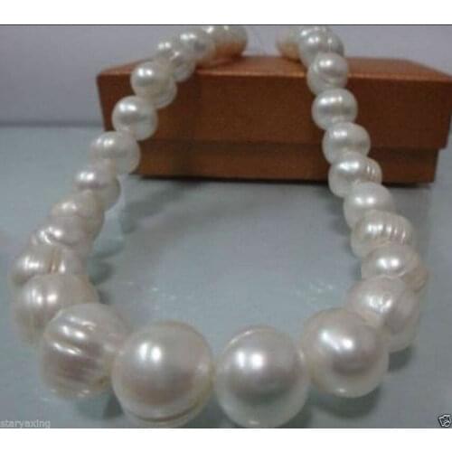 Free shipping HUGE 12-13MM NATURAL SOUTH SEA WHITE BAROQUE PEARL NECKLACE 18"