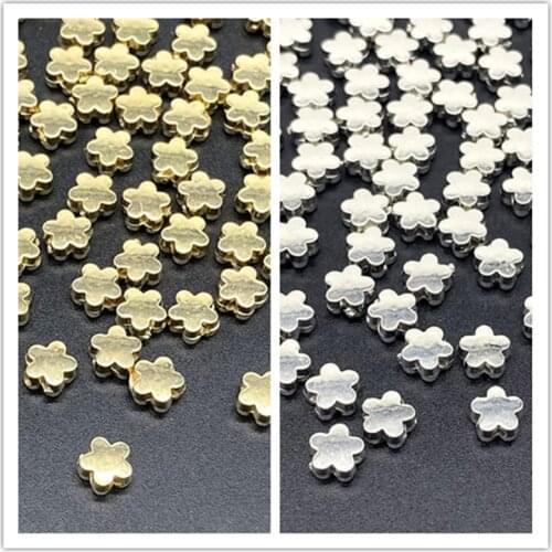 About 6mm Gold Silver Color Plum Blossom Bead Loose Spacer CCB Acrylic Beads DIY Jewelry Making Findings Charm Beads