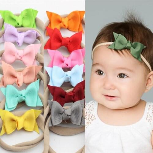 Fits all baby girls head band bow knot hairband Kids Newborn hair bow Headbands Bebes Infant Ribbon bows Nylon Skinny headband