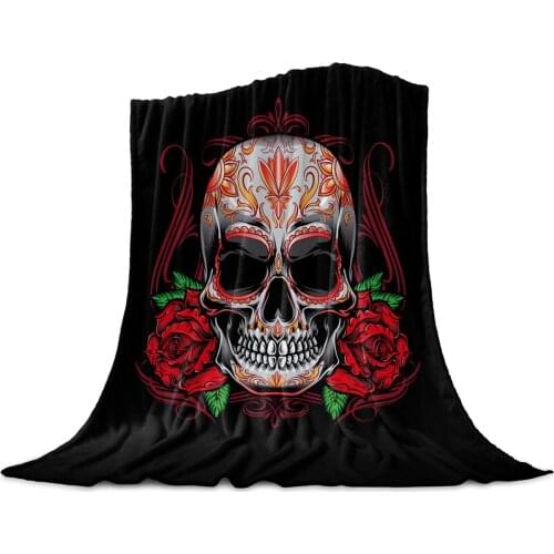 Skull Rose Skull Throw Blanket Home Decoration Sofa Blanket Warm Microfiber Blankets for Bedroom