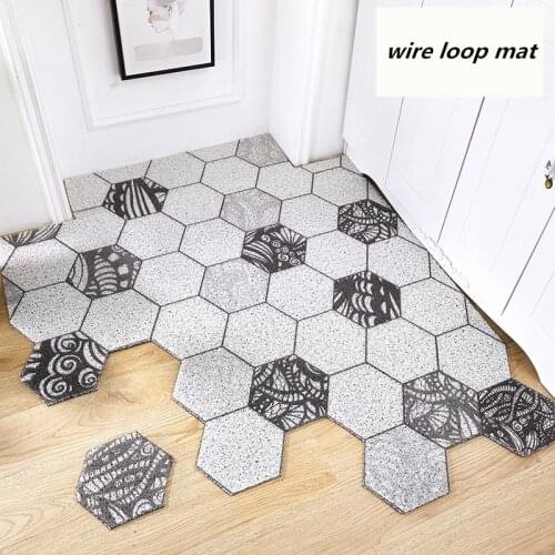 Nordic diy Hexagonal geometry Entrance hall carpet PVC wire loop mat INS Door mat Living room floor mat bathroom non-slip rug
