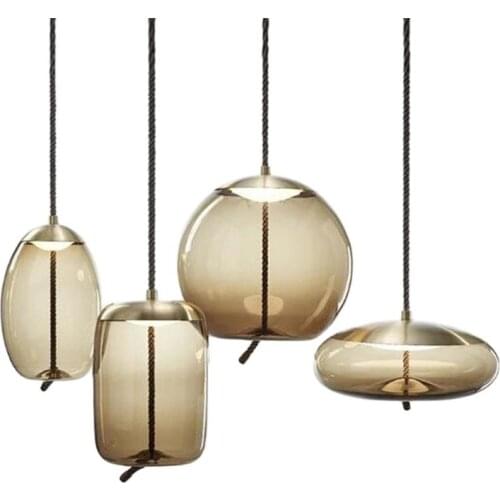 Post-modern Nordic Blue/Amber/Grey/Clear Glass BROKIS Knot Pendant Light for Foyer Dining Room Bar Deco Glass Suspension 2289