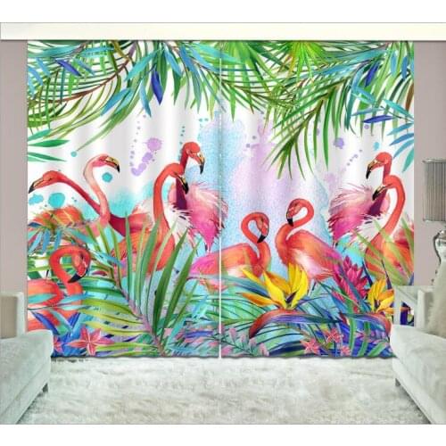Flamingo Living Blackout 3D Window Curtain living Room kids Bedroom Hotel decorate Drapes Cortina Rideaux Custom size pillowcase