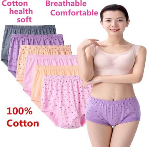 Panties lingerie ropa interior femenina underwear women 100% Cotton underwear middle-aged loose briefs Comfortable health soft