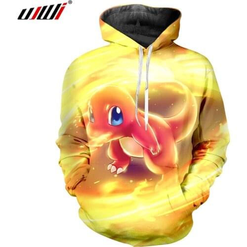 UJWI Cartoon 3D Printed Funny Long Sleeve Big Size 5XL Mens Hoodies Haunter Loose Go Game Pullover