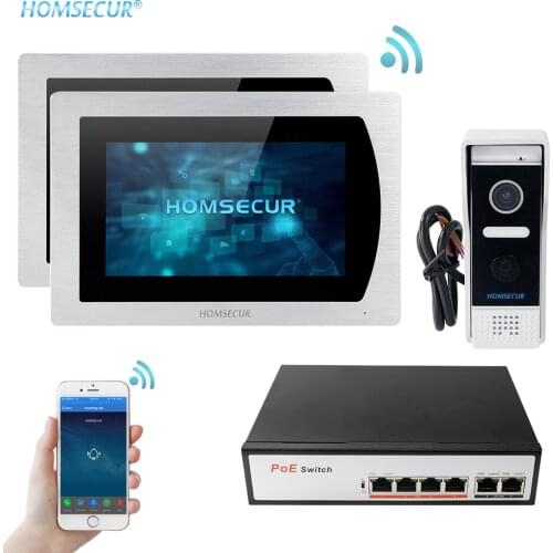 HOMSECUR 7'' Touch Screen WIFI IP Video Door Phone Video Intercom Doorbell Apartment Motion Detection Android/iOS POE Switch
