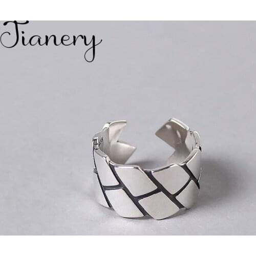 Vintage Ring Novelty Geometric Width Thai Silver Color Adjustable Rings For Women Men