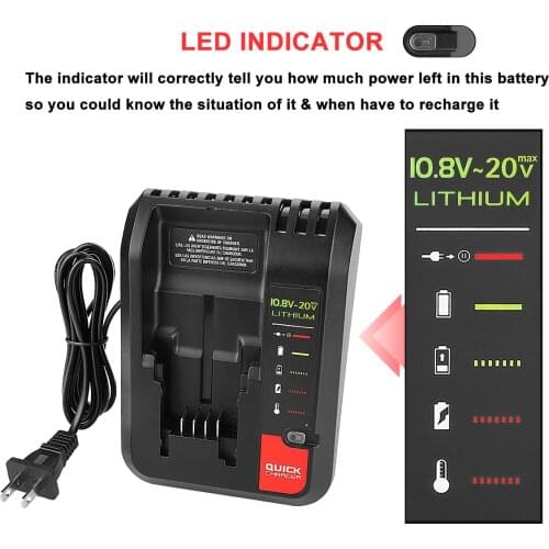 Pcc692L 10.8V-20V Li-Ion Battery Charger For Porter Cable Stanley Lb20 Lbxr20 Pcc692L L2Afc Fmc690L Fmc688L 686L Eu Plug