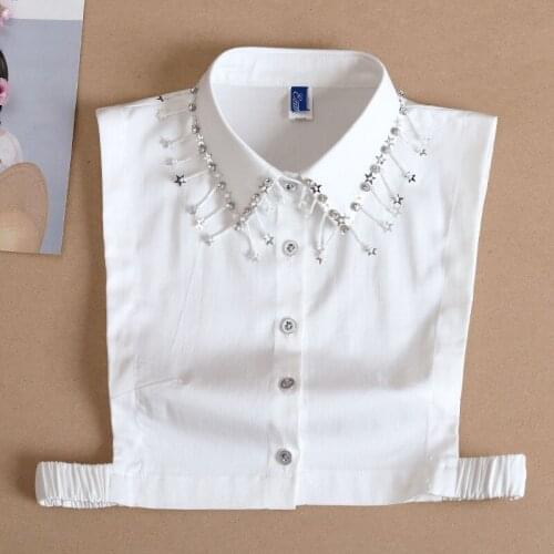 Vintage Women Fake Collars Black White Shirt Detachable Collar Neckwear Sweater Blouse Tops False Collar Half Shirt Faux Col