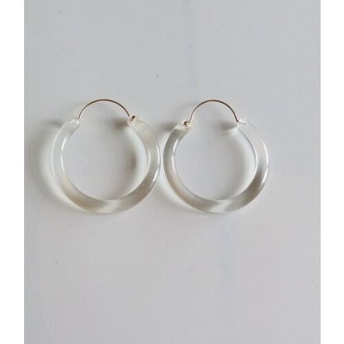 UJBOX Korean Resin Acrylic Earrings For Women Clear Hoop Earrings Geometric Circle Hoop Earrings E0121