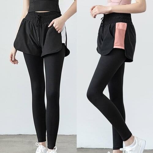 Women Double Layer Yoga Pants Sport Workout Tights Fitness Running Leggins Jogging Trousers Gym Pants Leggings With Phone Pocket