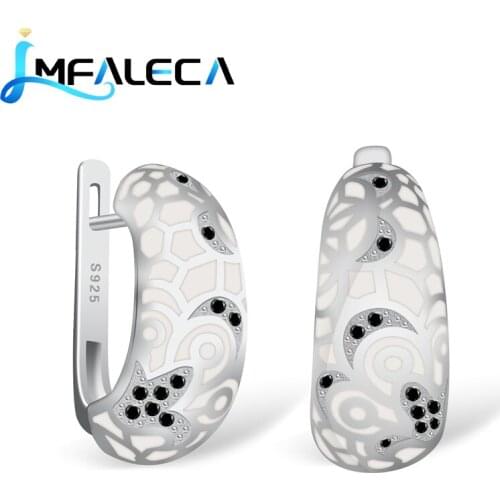 LMFALECA Luxury Silver Eearrings for Women 925 Sterling Silver Jewelry Small Drop Earring Whit Black Zircon Fine Jewelry