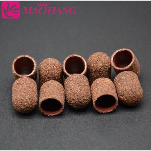 10pcs 10*15mm Plastic Remove Calluse Nail Art Sanding Cap And 1pcs grip for Manicure Pedicure Electric Nail Drill Machine Tool