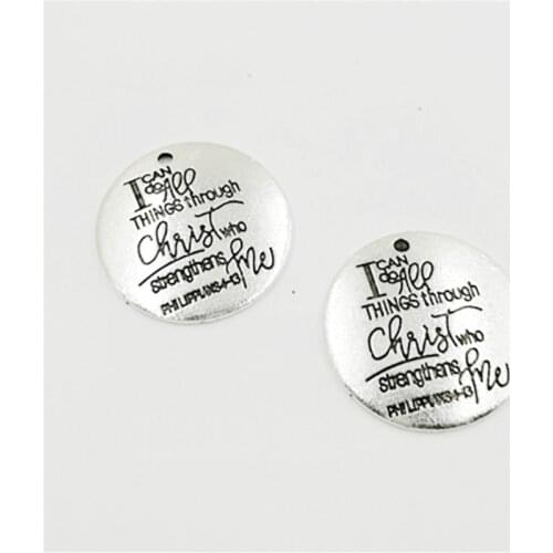 High Quality 20 Pieces/Lot Diameter 25mm Letter Printed I CAN DOAEP THINGS THROUGH Charms For Jewelry