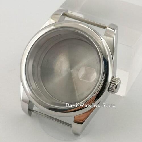 39mm Sterile Sapphire Glass Watch Case Silver Shell Fit NH35 NH36 ETA 2836 MIYOTA 8205 821A DG2813/3804 Automatic Movement