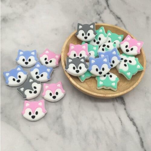 5pcs/lot Baby Teether For Teeth Pacifier Clip Chain Beads Pendant Fox Silicone Teething Toys Food Grade Silicone Teether Product