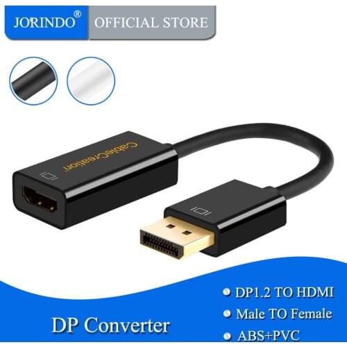 Active DP to HDMI, JORINDO DisplayPort to HDMI Adapter, Support 4K x 2K & 3D Audio/Video, (Eyefinity Multi-Screen), White