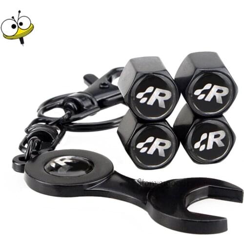 Car Styling Keychain Auto Car Wheel Tire Valve Stem Caps Sticker for Volkswagen Golf 7 Polo Sharan Vento Caddy Jetta Sagitar