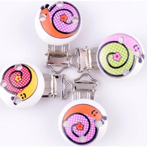 Free Shipping-10Pcs Metal Snail Suspender Trousers Pacifier Clips With Plastic Wood Craft Sewing Tool 45x30mm J2003