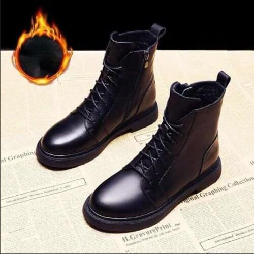 Women Martin Boots Winter Warm 2021 Solid Black Non-slip Thick Platform Sexy Female Ankle Booties Student Autumn Casual Shoes
