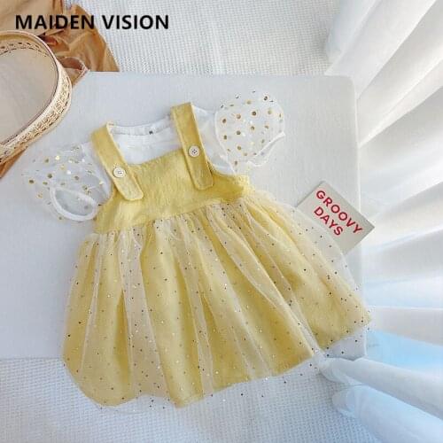 Summer kids girls clothing Puff sleeve T-shirt Tulle sling dress for toddler girls clothes outfits baby dress 1 2 3 4 5 6year
