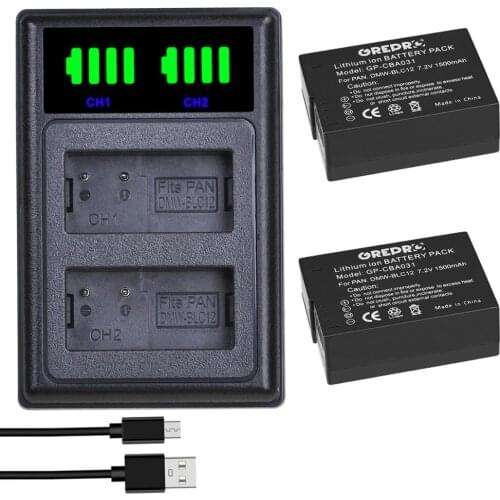 DMW-BLC12 BLC12E BLC12PP DMW BLC12 batteries + Dual USB charger with type-C port for Panasonic Lumix FZ1000, FZ200, FZ300, G5