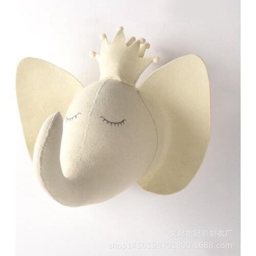 Animals Head Wall Hanging Elephant Deer Zebra Tiger Head Wall Mount Stuffed Toys Bedroom Decor Felt Heads Photography Props