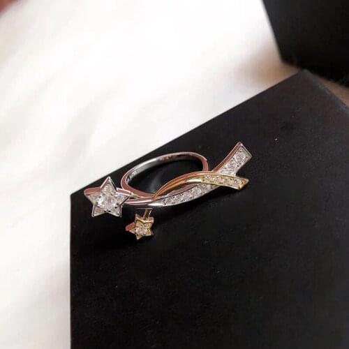 Hot Brand Pure 925 Sterling Silver Jewelry For Women Star Rings CZ Diamond Rings Wedding Jewelry Engagement Branch Meteor Ring